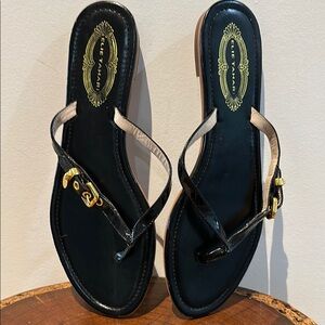 Elie Tahari Black Sandals with Gold Accent EUC Size 40